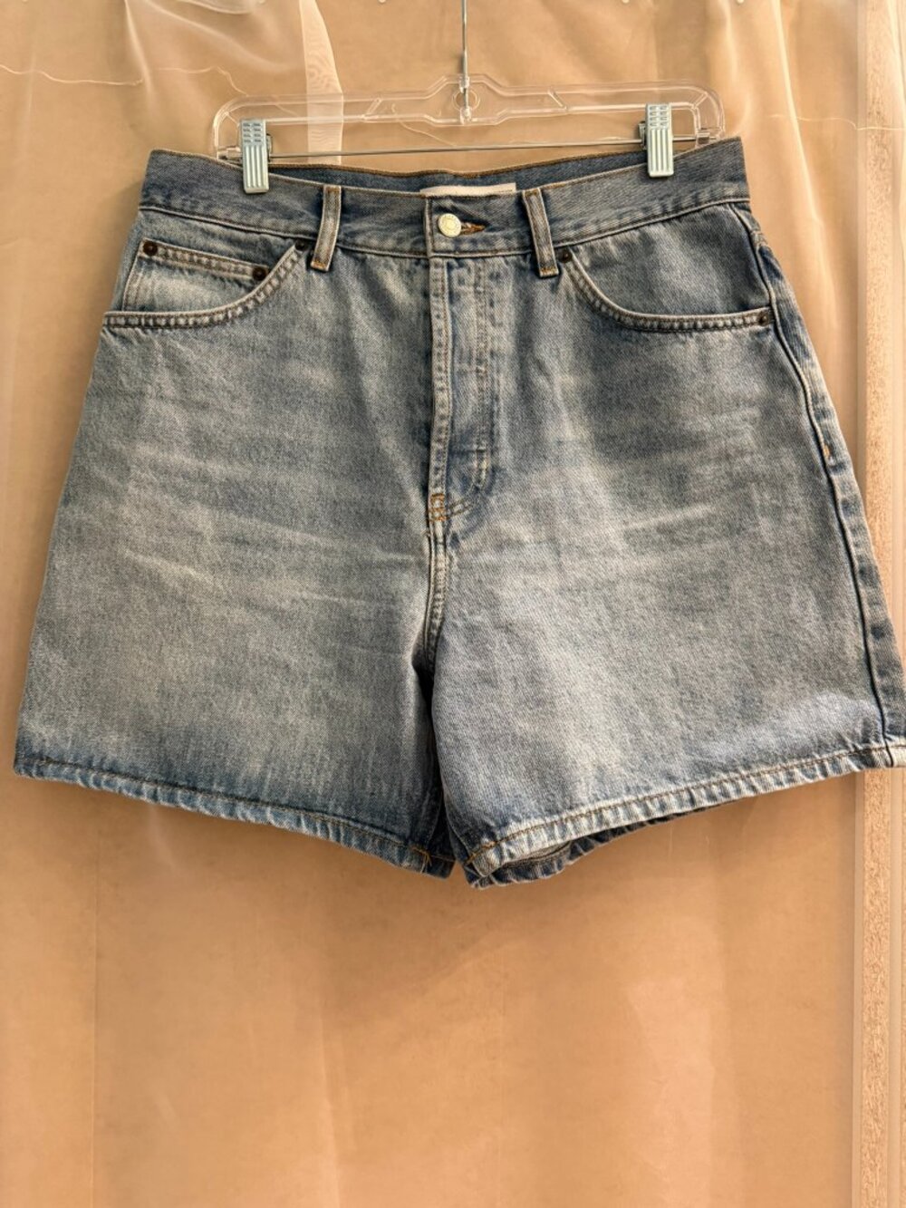 Topshop Denim Editor Shorts in Blue